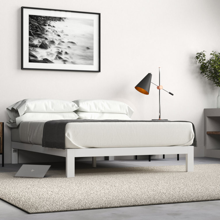 White minimalist store bed frame